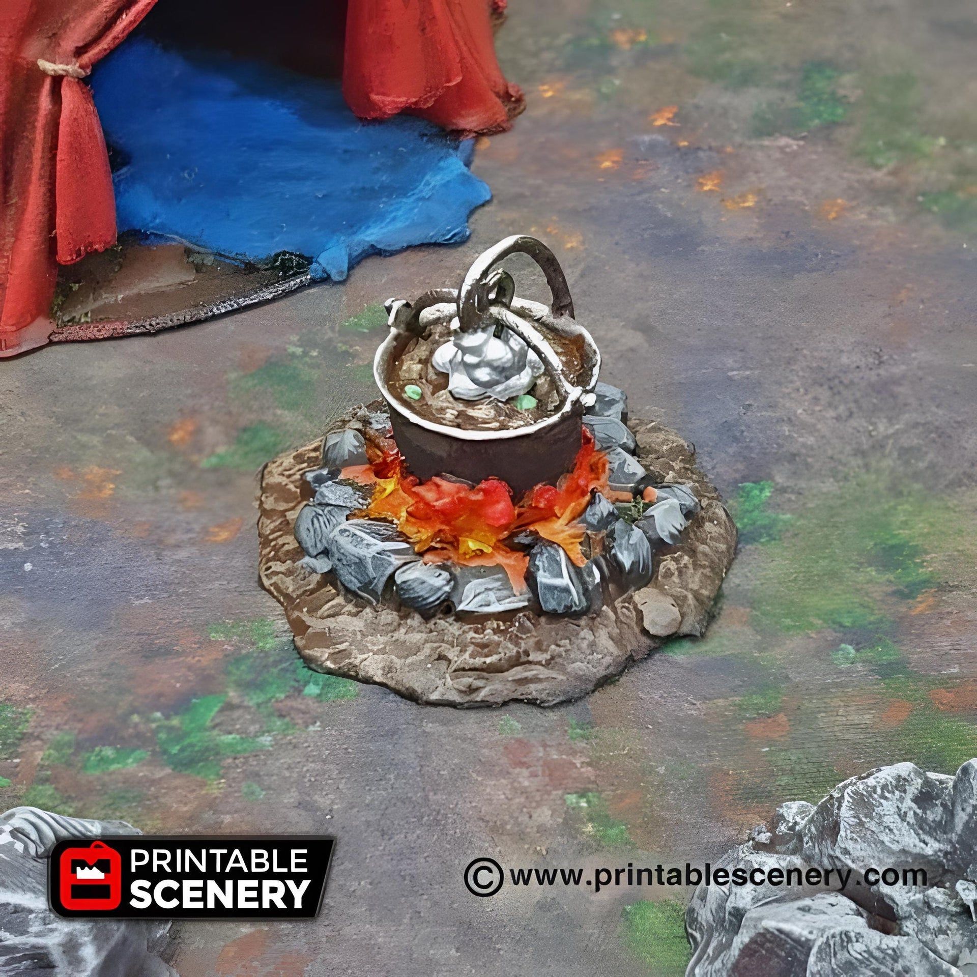 Travellers Camp. Shadowfey Wilds, 15mm, 28mm, 32mm - Printable Scenery | 28mm and 32mm | Wargaming | DnD | Tabletop Roleplaying