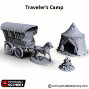 Travellers Camp. Shadowfey Wilds, 15mm, 28mm, 32mm - Printable Scenery | 28mm and 32mm | Wargaming | DnD | Tabletop Roleplaying