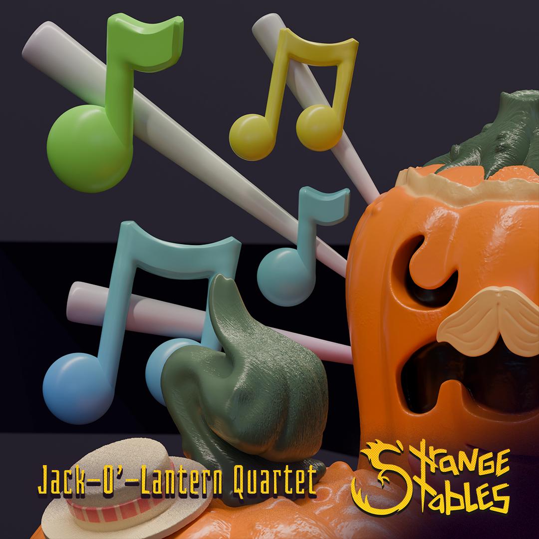 Jack-O-Lantern Quartet. Barbershop Pumpkins - Strange Stables | 28mm and 32mm | Wargaming | DnD | Tabletop Roleplaying