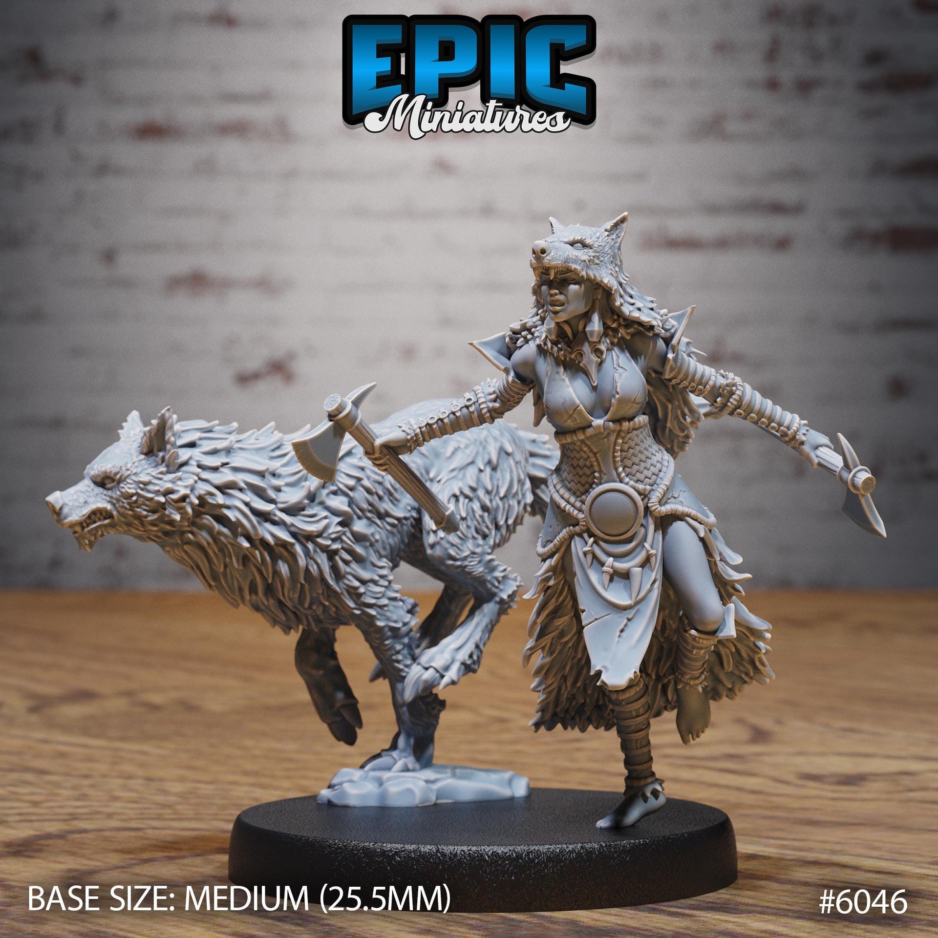 Wolf Spirit Huntress - Epic Miniatures | Native Magic | 28mm and 32mm | Wargaming | DnD | Tabletop Roleplaying