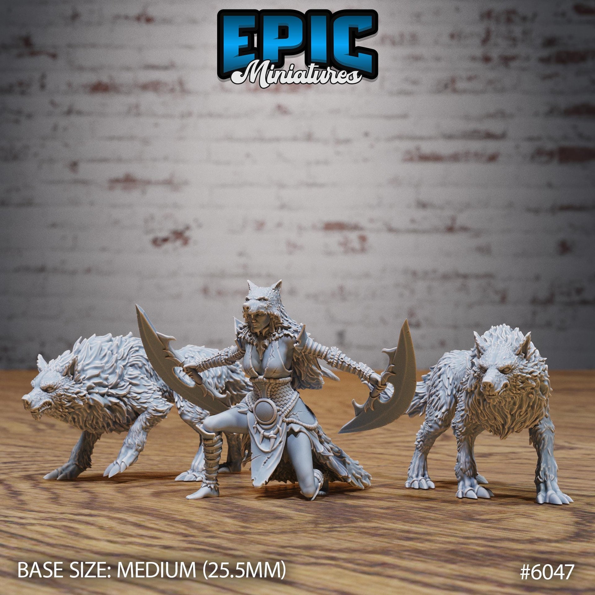 Wolf Spirit Huntress - Epic Miniatures | Native Magic | 28mm and 32mm | Wargaming | DnD | Tabletop Roleplaying