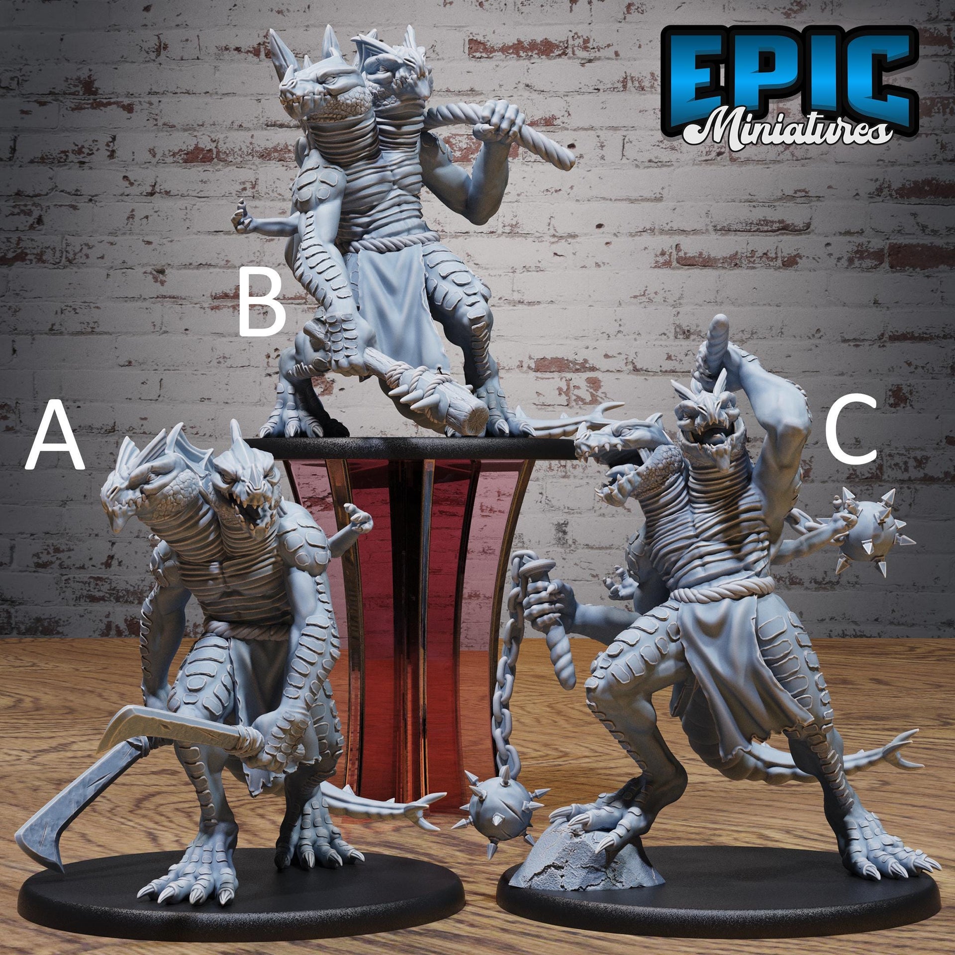 Lizard Folk Ettin - Epic Miniatures | Native Magic | 28mm and 32mm | Wargaming | DnD | Tabletop Roleplaying