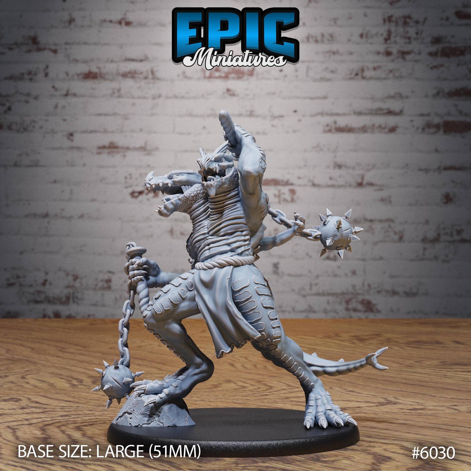 Lizard Folk Ettin - Epic Miniatures | Native Magic | 28mm and 32mm | Wargaming | DnD | Tabletop Roleplaying