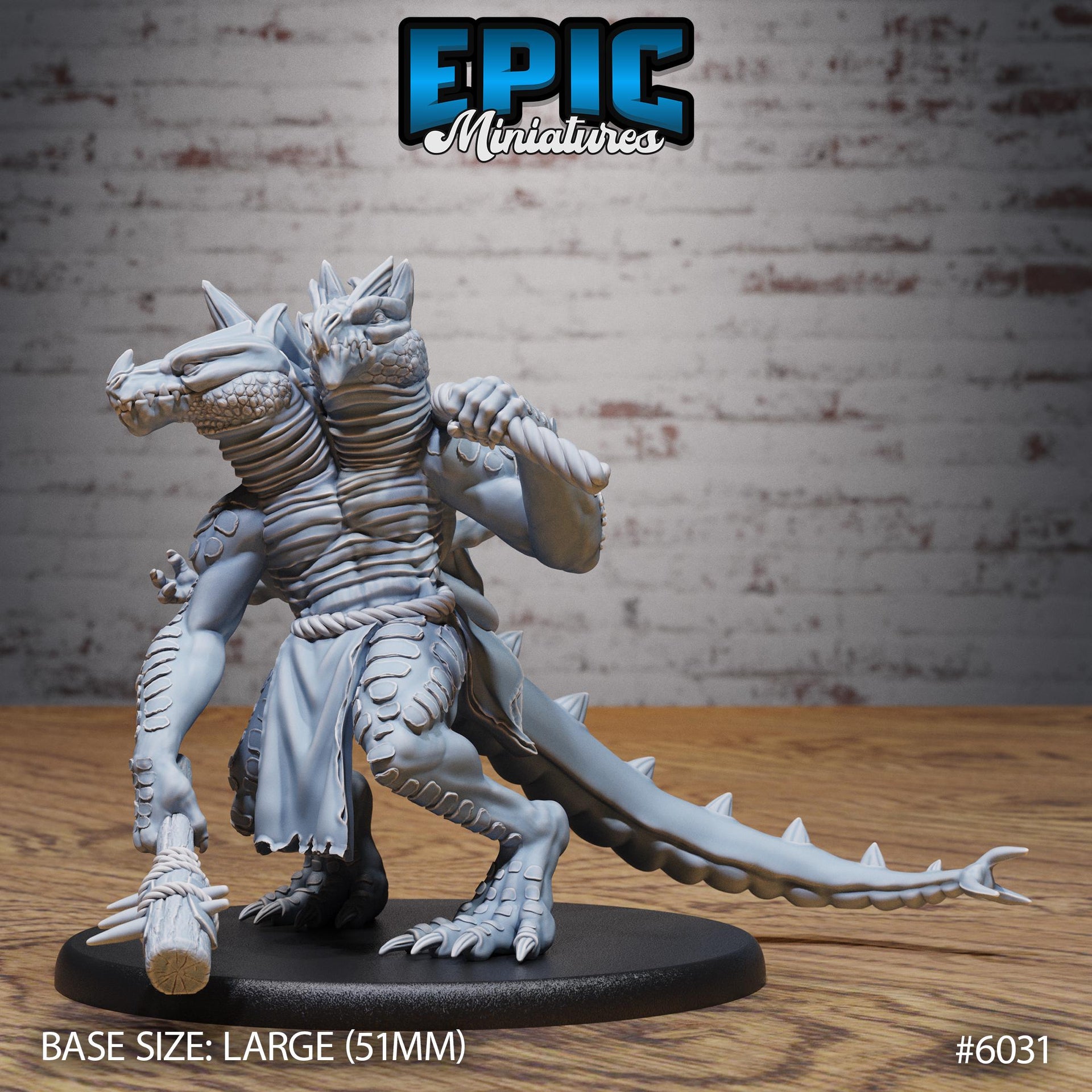 Lizard Folk Ettin - Epic Miniatures | Native Magic | 28mm and 32mm | Wargaming | DnD | Tabletop Roleplaying