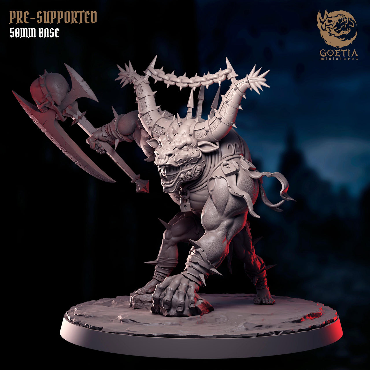 Sin Charger. Minotaur Warrior - Goetia Miniatures | 28mm and 32mm | Wargaming | DnD | Tabletop Roleplaying