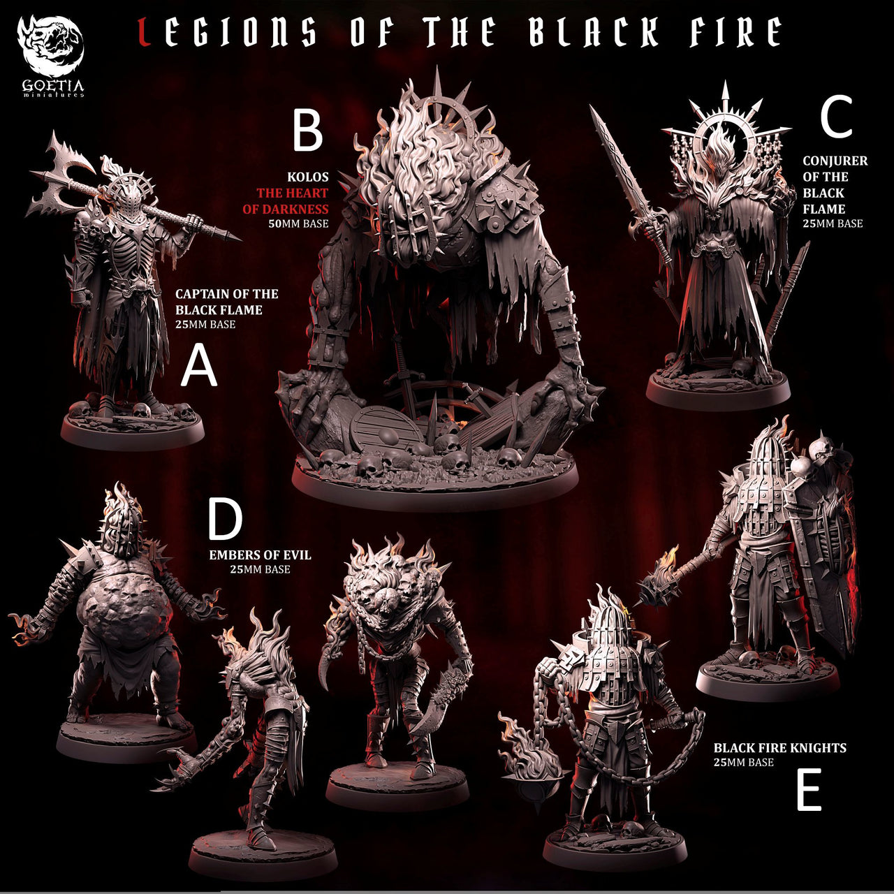 Legion of the Black Fire. Fiery Undead Demon Army - Goetia Miniatures