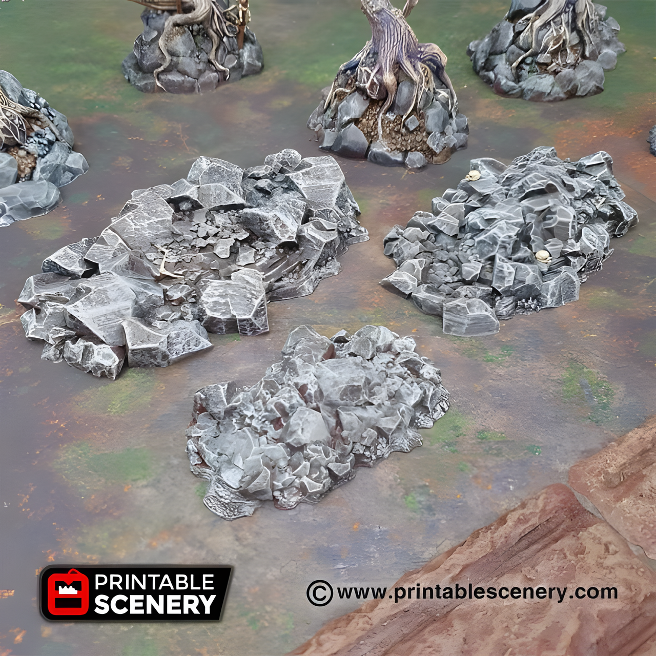Jagged Rocks Scatter Terrain. Shadowfey Wilds, 15mm, 28mm, 32mm - Printable Scenery