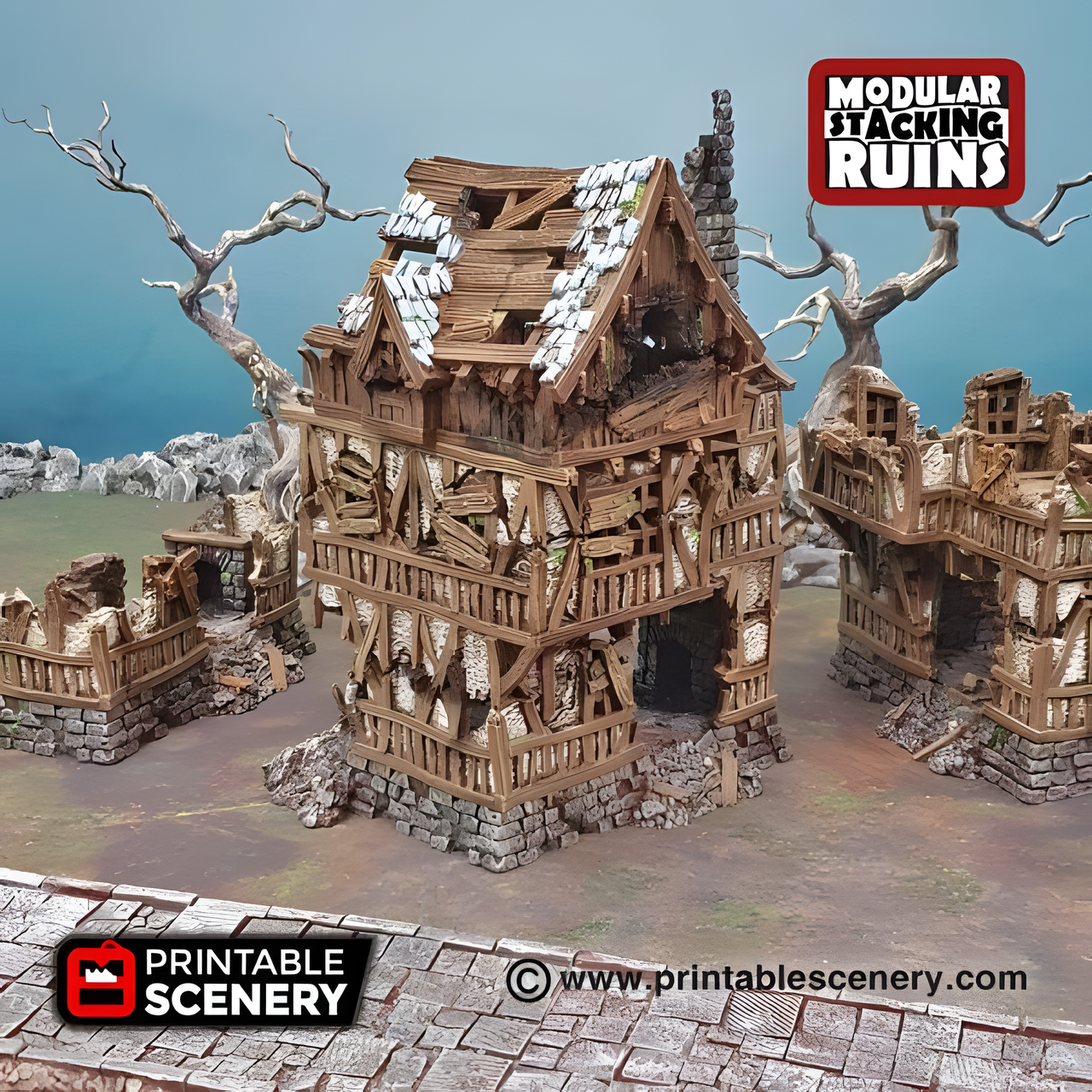 Squatter Townhouse, 15mm, 28mm, 32mm - Printable Scenery