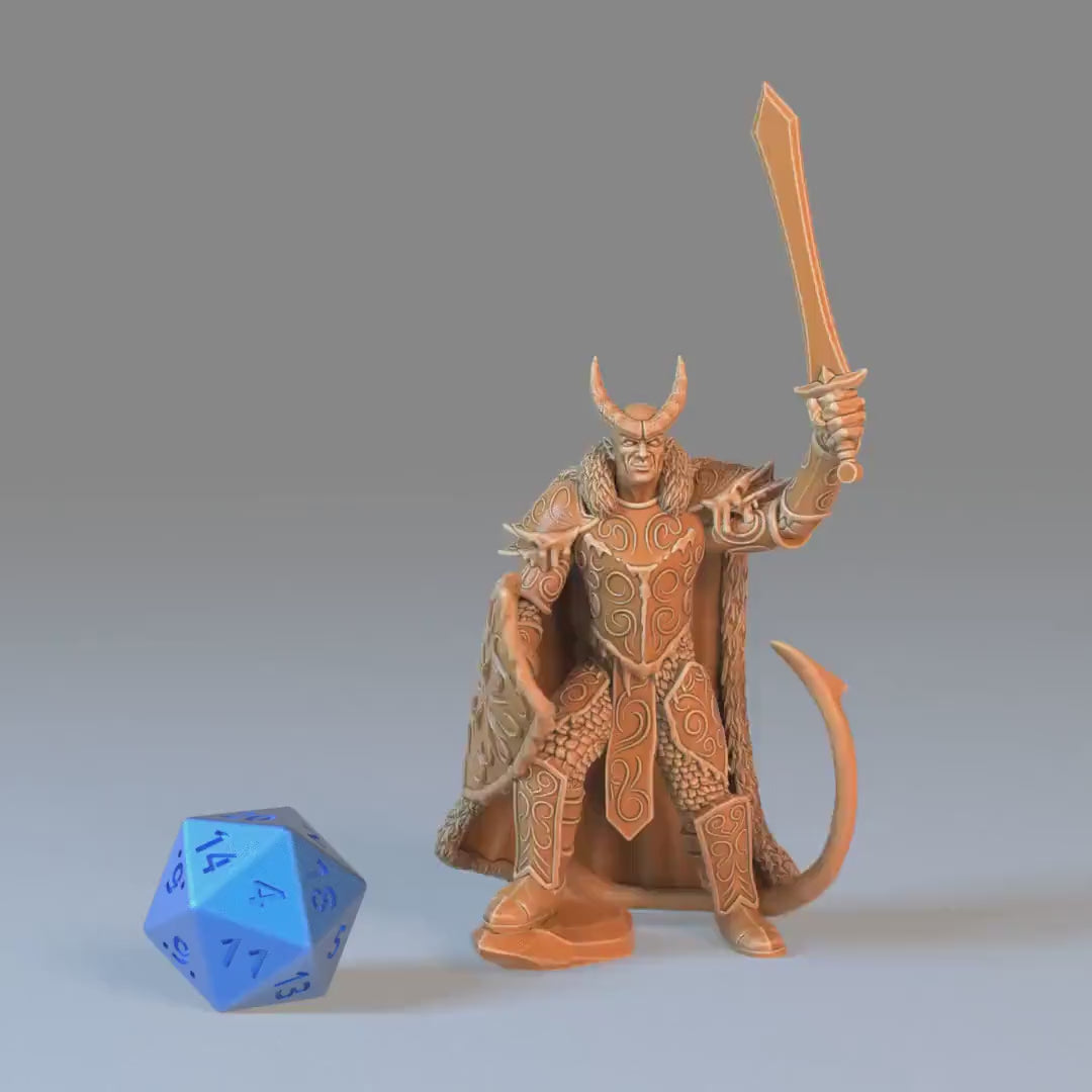 Frost Tiefling Paladin - Epic Miniatures
