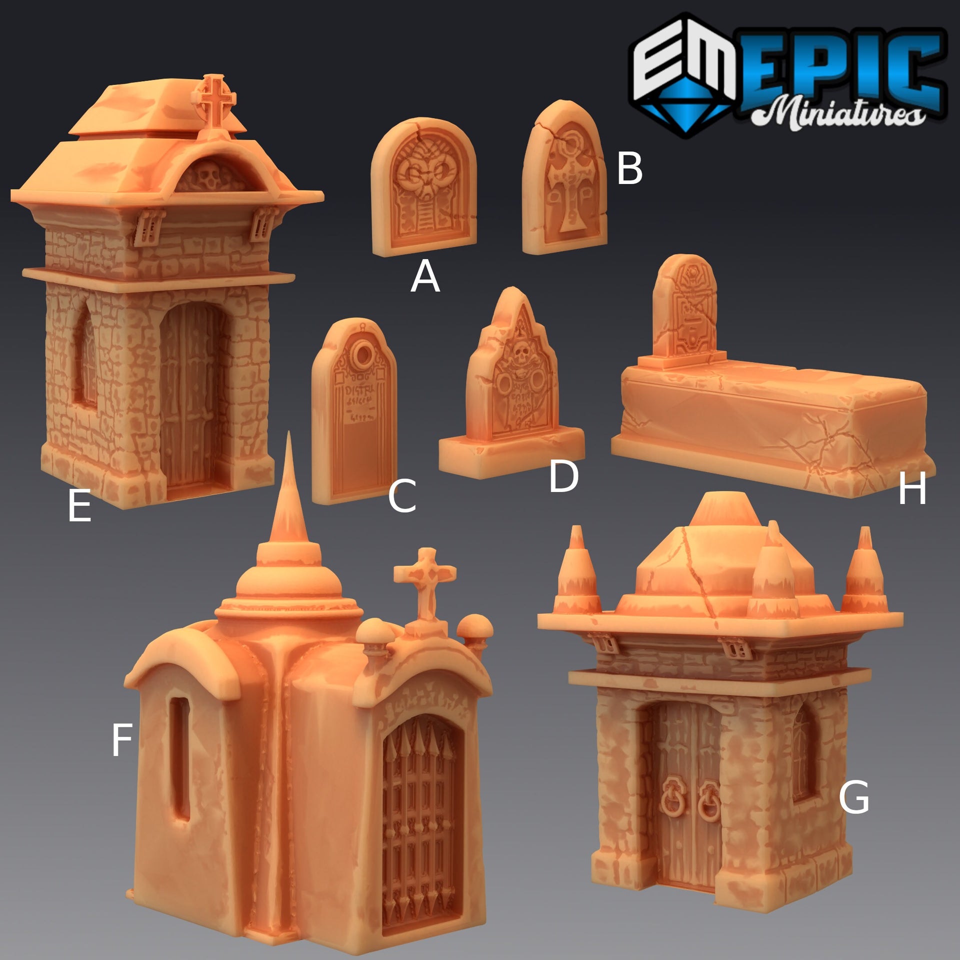 Graveyard Tombstones and Crypts - Epic Miniatures 