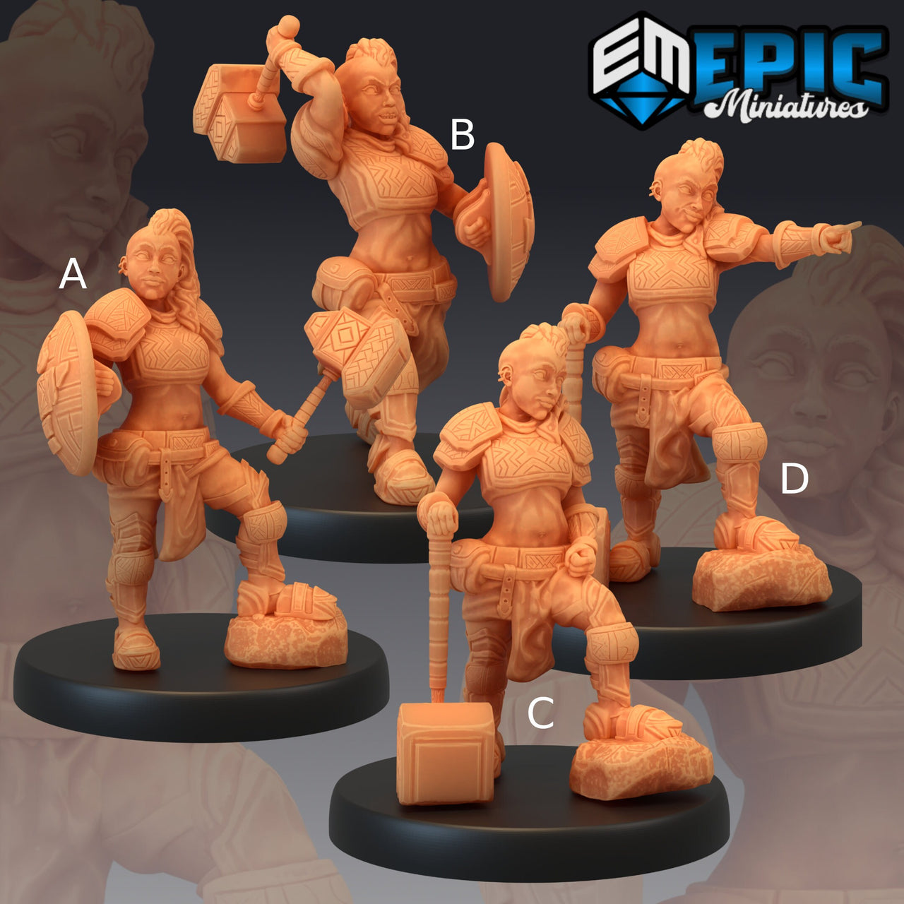 Dwarven War Maidens - Epic Miniatures 