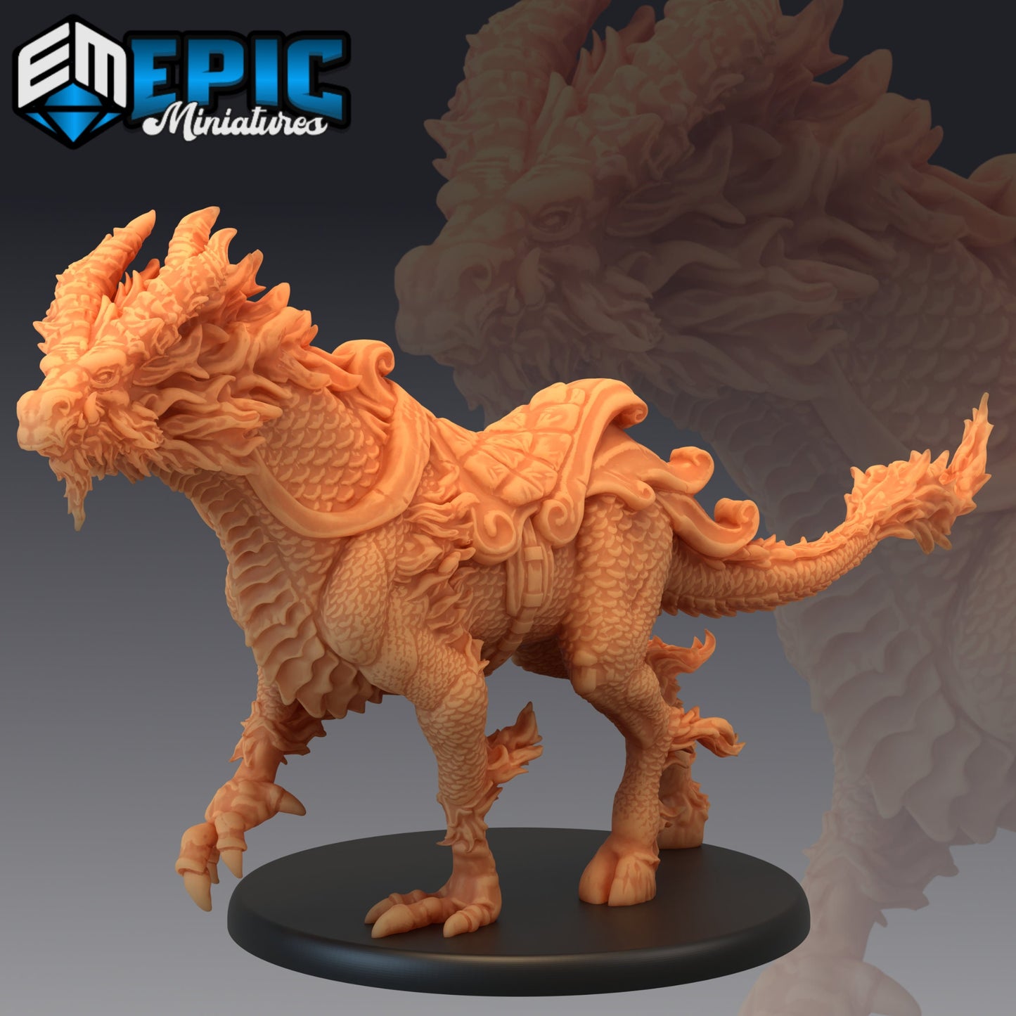 Qilin White Dragon Horse - Epic Miniatures 