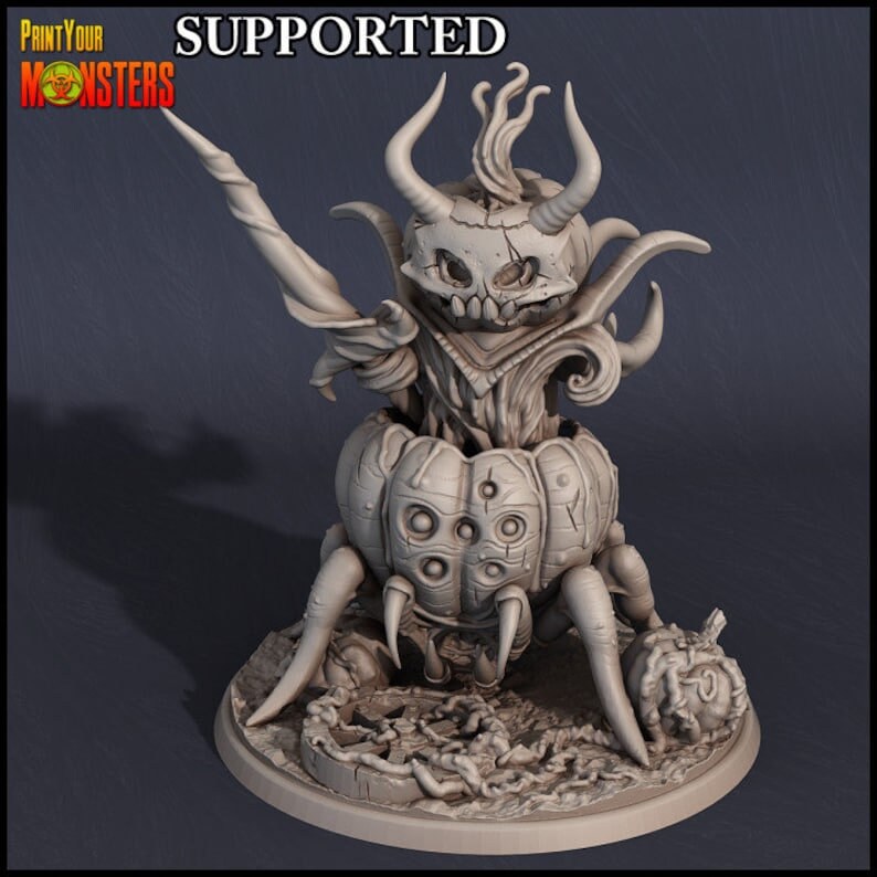 Pumpkin Lord on Spider Mount - Print Your Monsters 