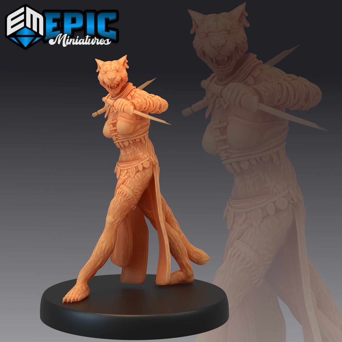 Catfolk Jaguar Huntress - Epic Miniatures 