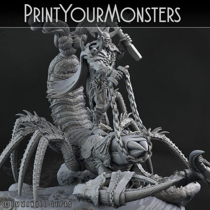 Orc Champion with Sand Fisher Mount - Print Your Monsters 