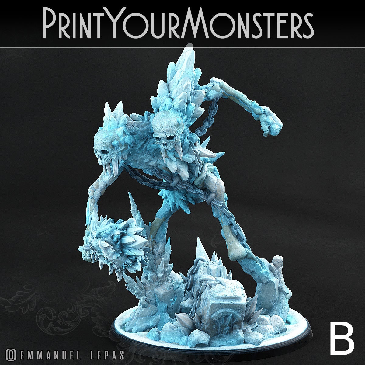 Giant Ice Ettin Skeleton - Print Your Monsters 