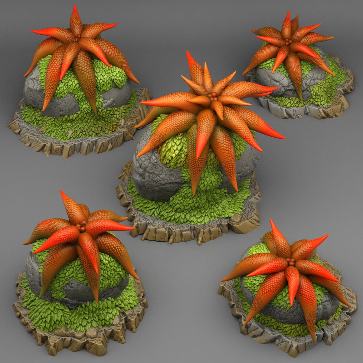 Mysterious Starfish Flowers Scatter Terrain - Fantastic Plants and Rocks 