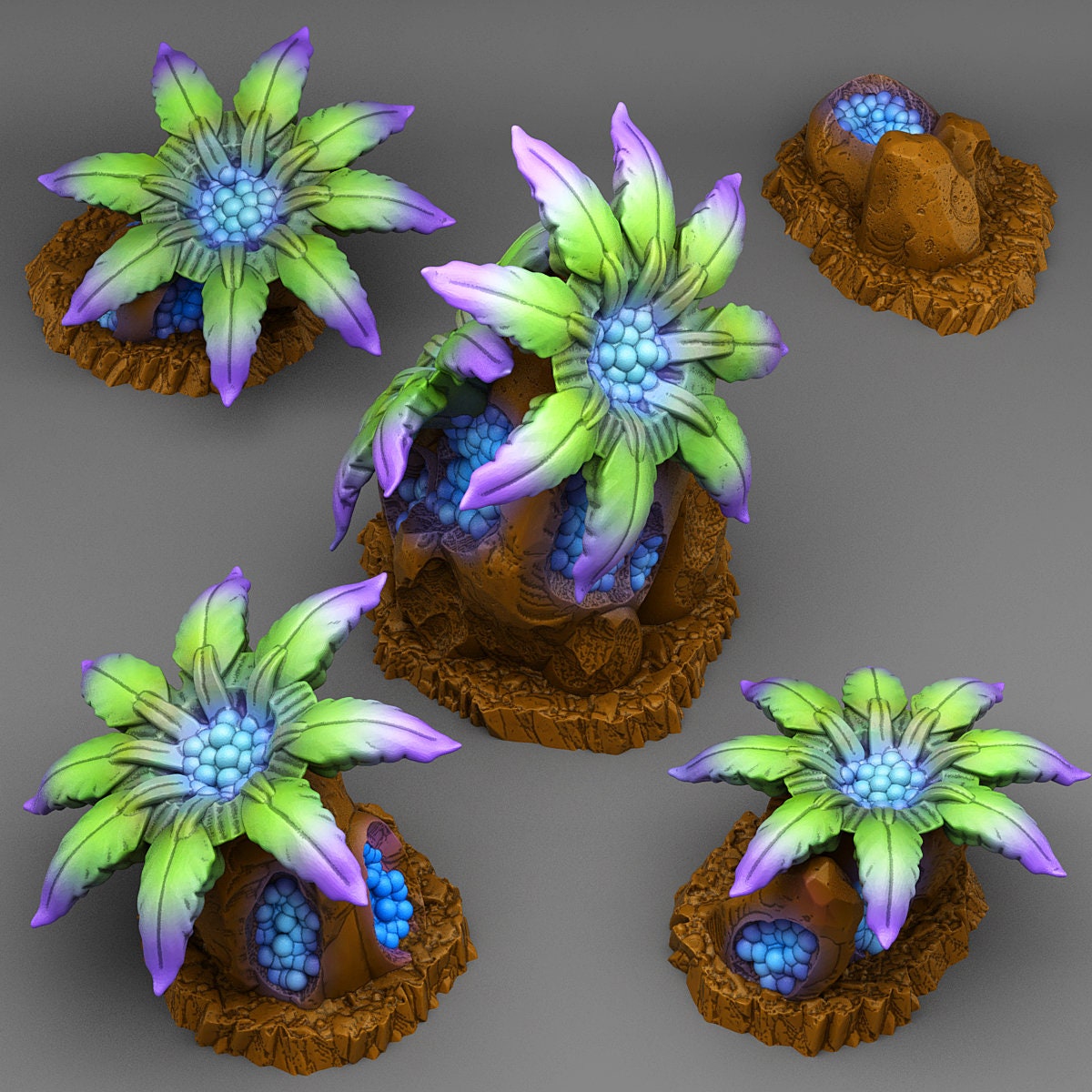 Phosphoresent Berry Flowers Scatter Terrain - Fantastic Plants and Rocks 