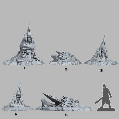 Desert Abandoned Temple Scatter Terrain - Fantastic Plants and Rocks 