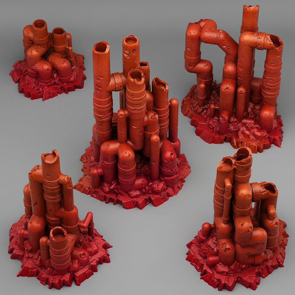 Neglected Martian Pipeworks Scatter Terrain - Fantastic Plants and Rocks 