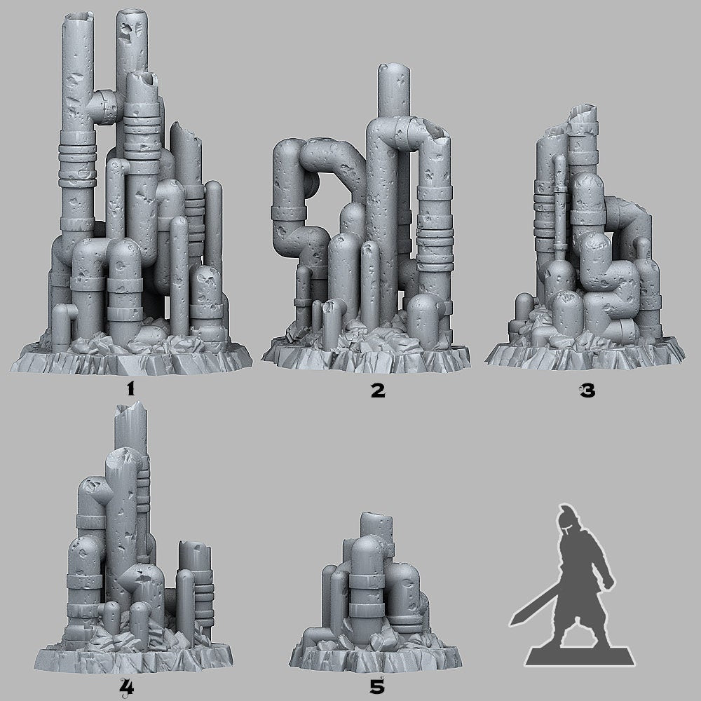 Neglected Martian Pipeworks Scatter Terrain - Fantastic Plants and Rocks 