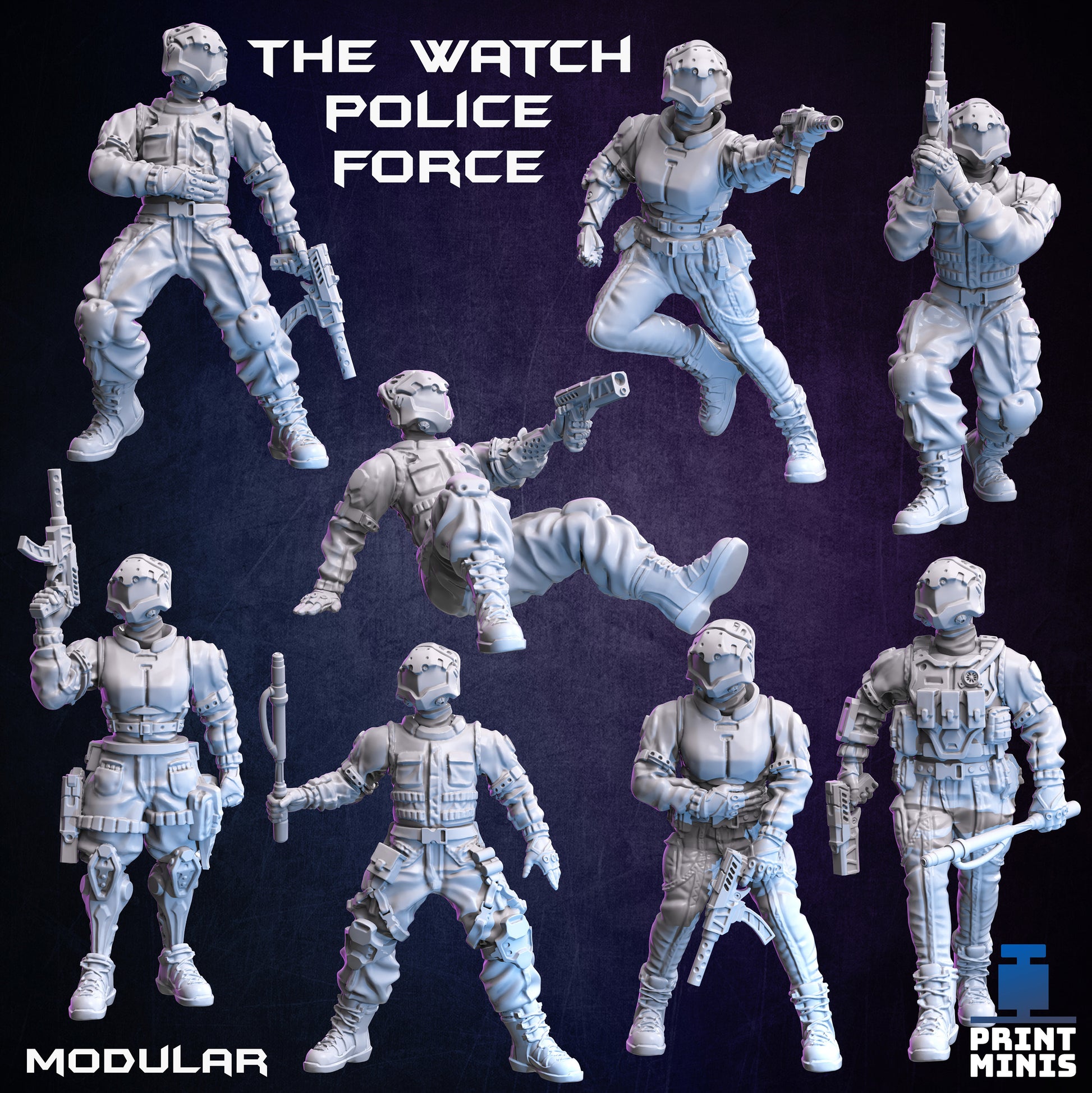 The Watch, Cyberpunk Police - Print Minis 
