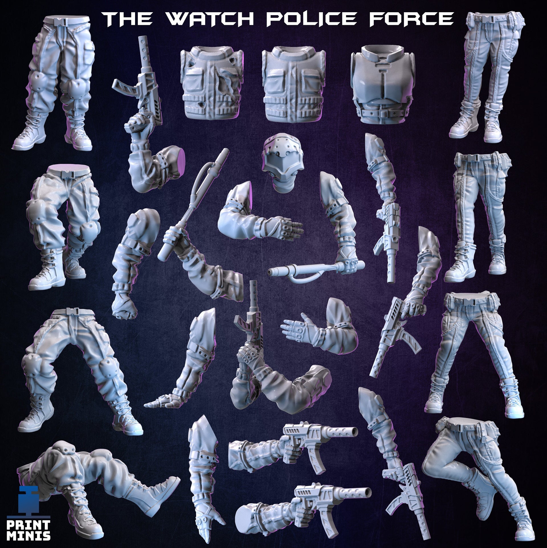 The Watch, Cyberpunk Police - Print Minis 