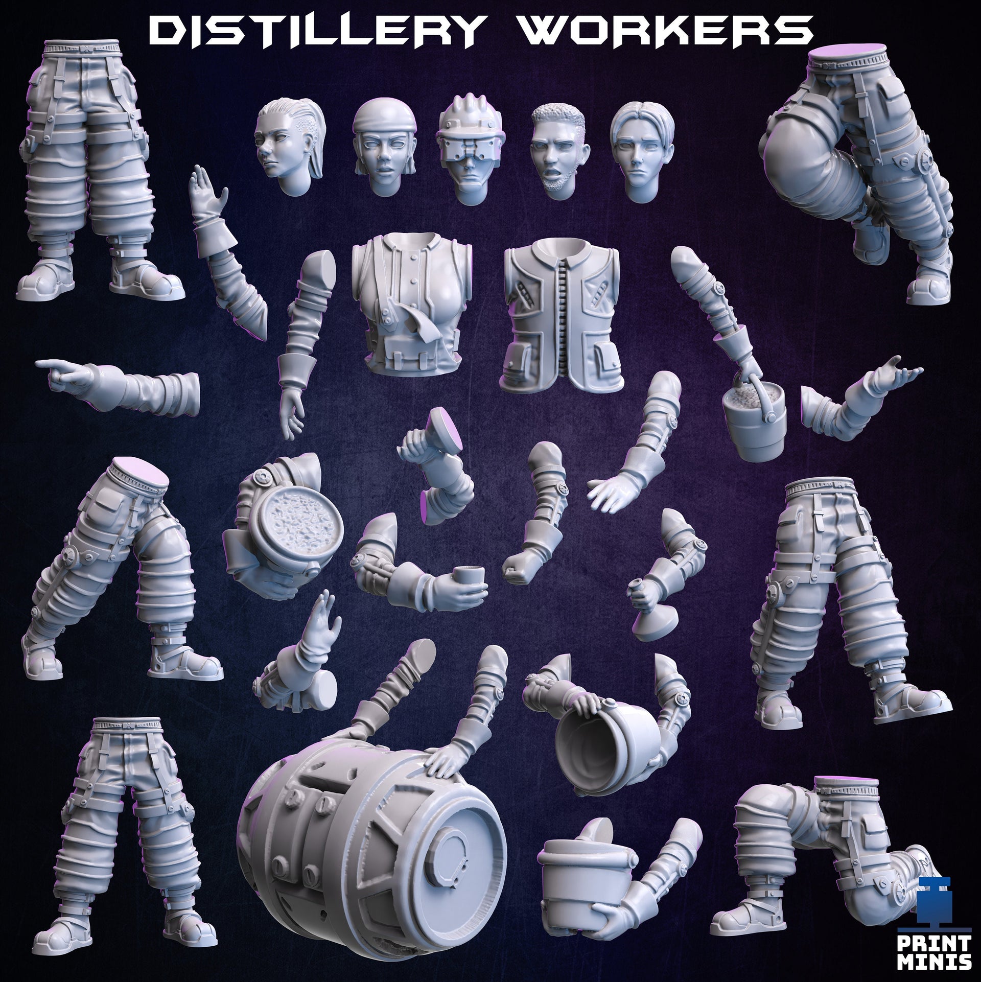 Modular Distillery workers- Print Minis 
