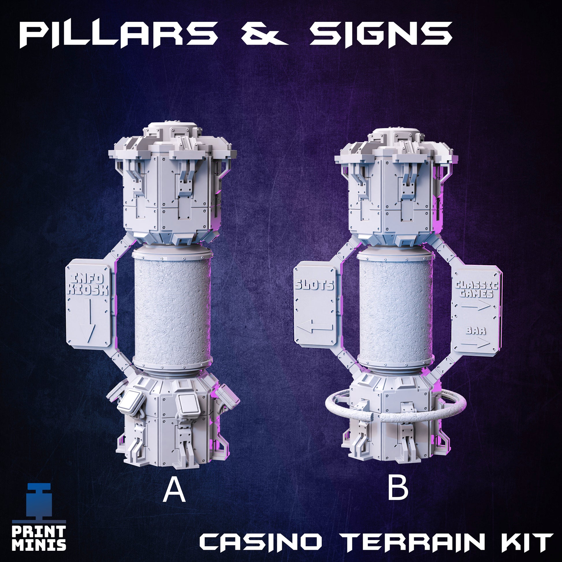Casino Pillar and Signs Set - Print Minis 