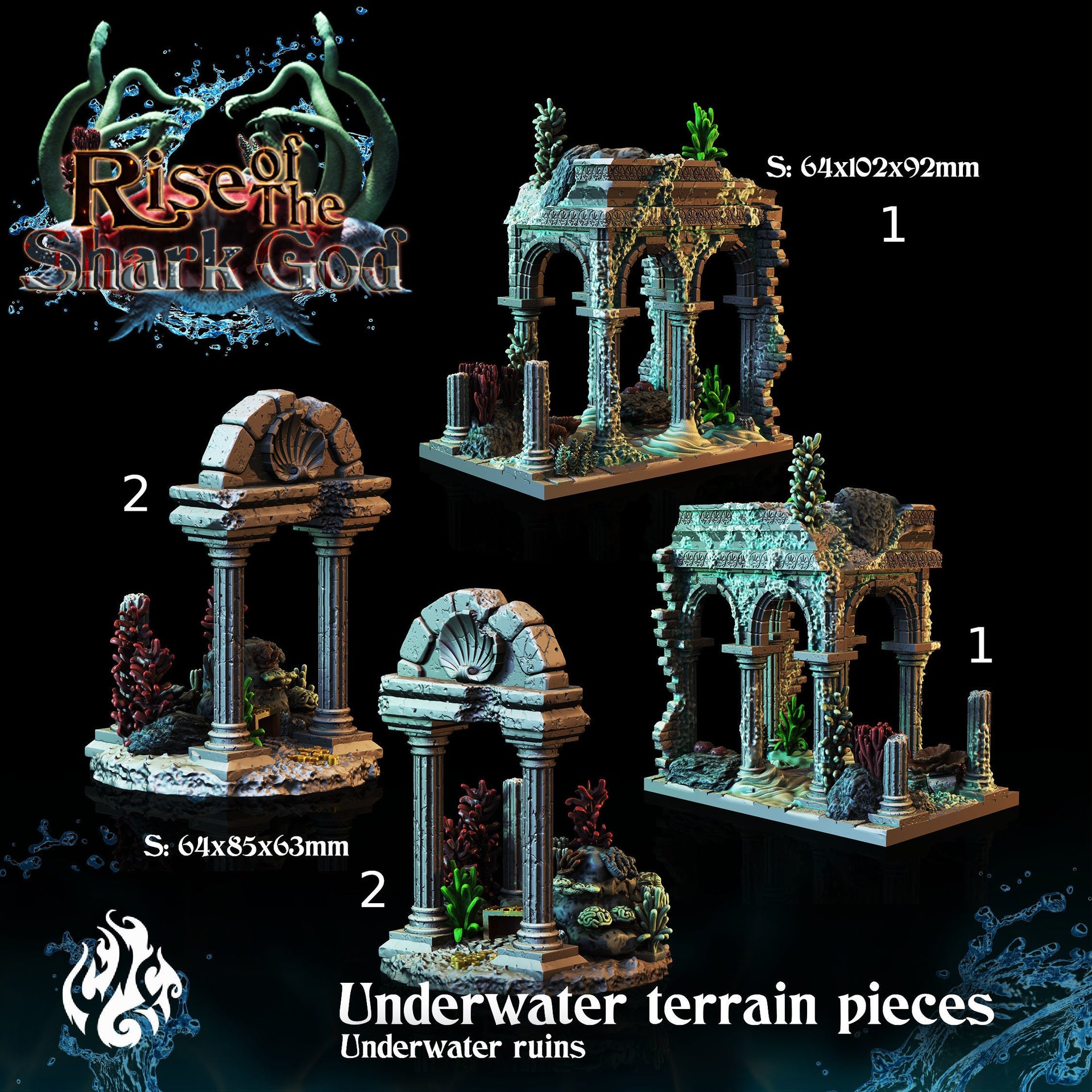 Underwater Ruins Terrain  - Crippled God Foundry- Rise of the Shark God 