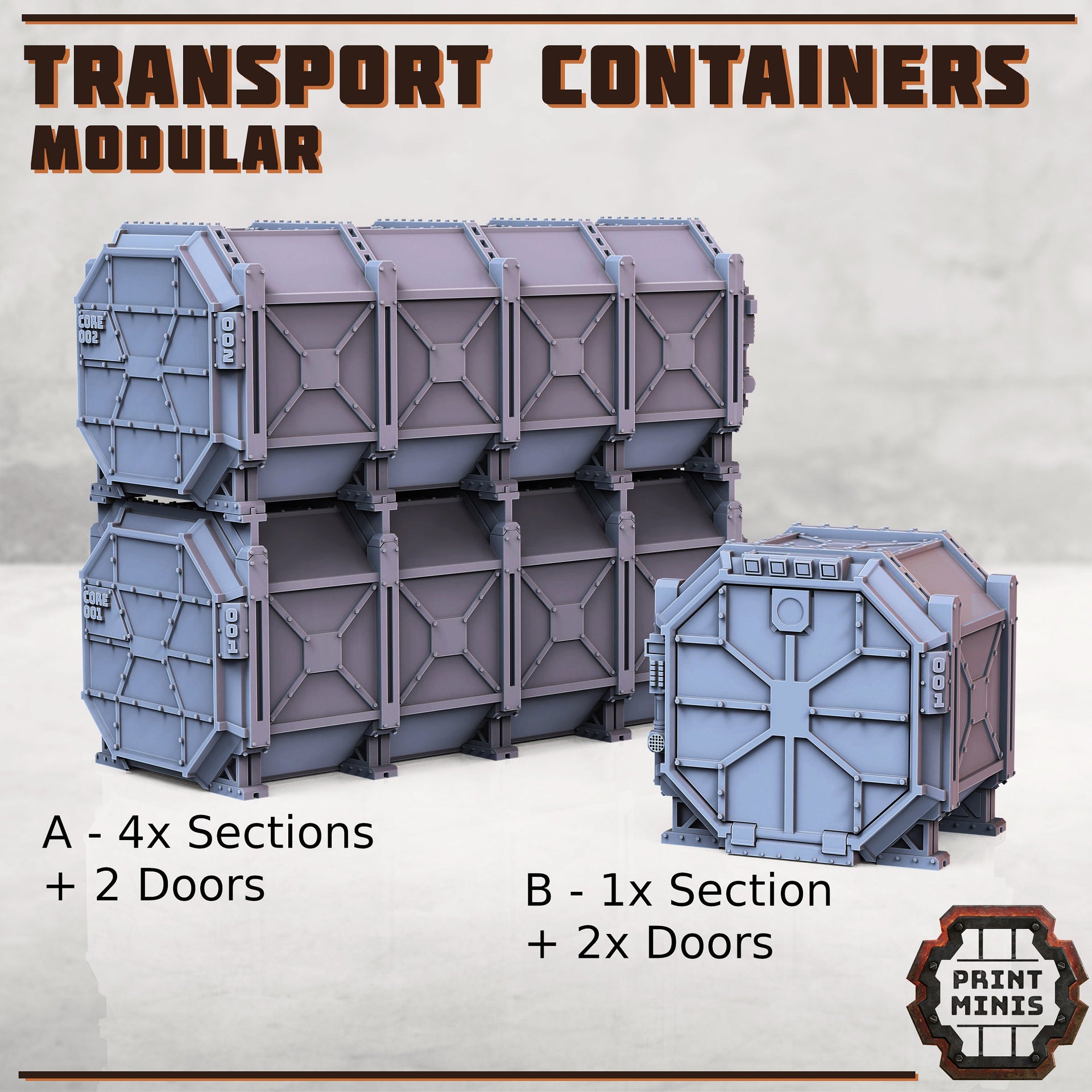 Modular Shipping Container Set - Print Minis 