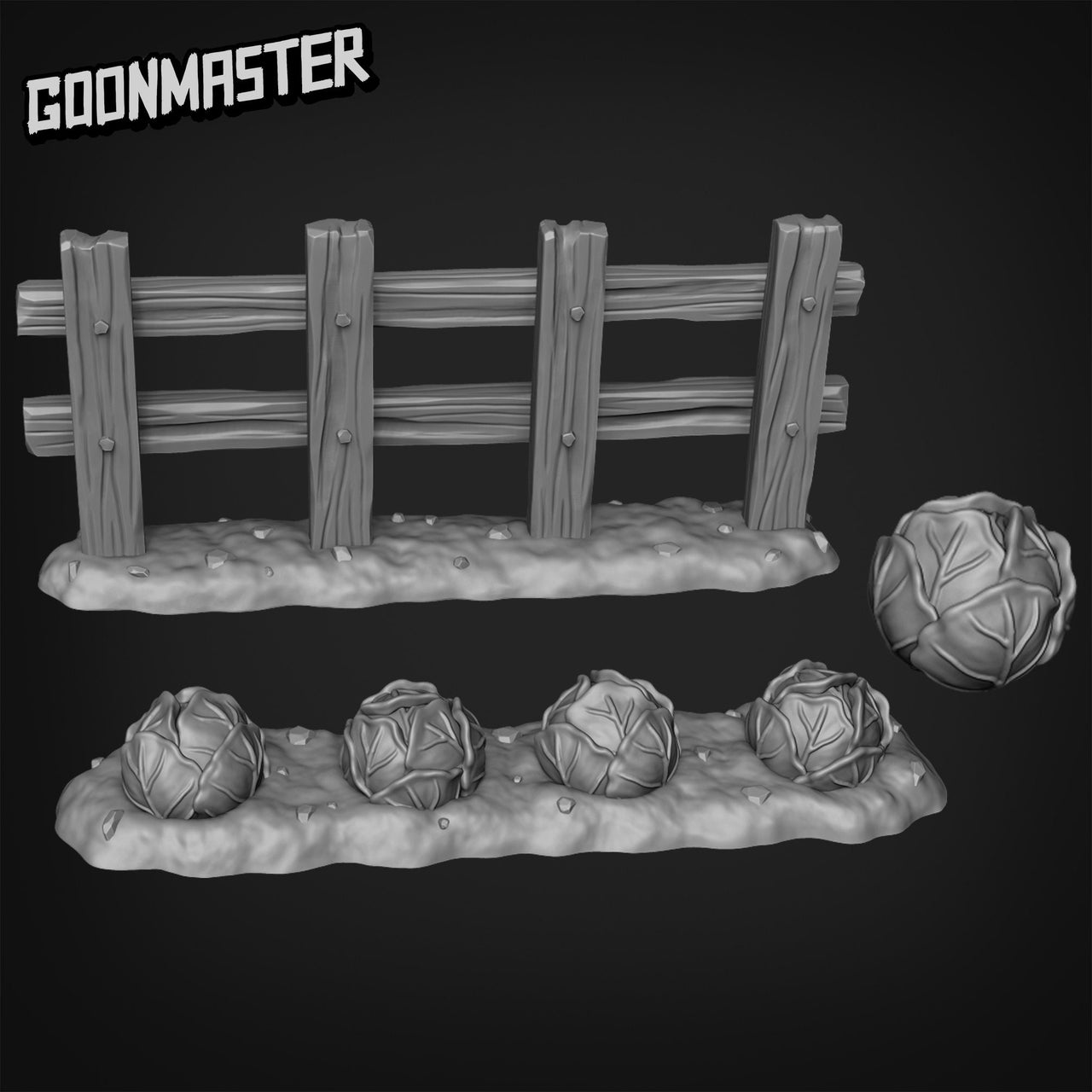 Fence and Cabbages, Garden Terrain - Goonmaster 