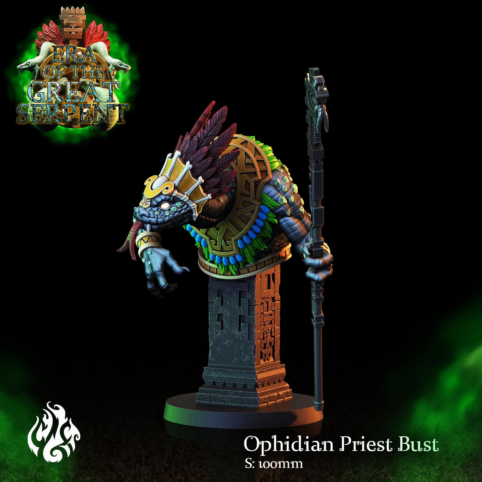 Ophidian Priest Bust - Crippled God Foundry - Era of the Great Serpent  