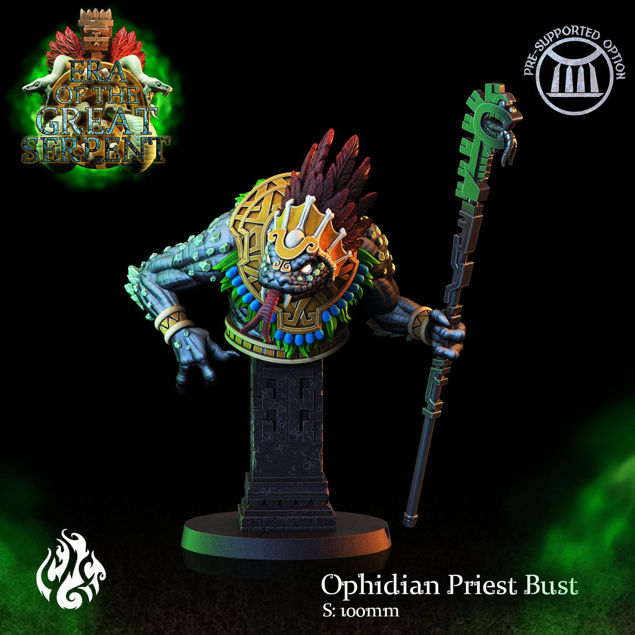 Ophidian Priest Bust - Crippled God Foundry - Era of the Great Serpent  
