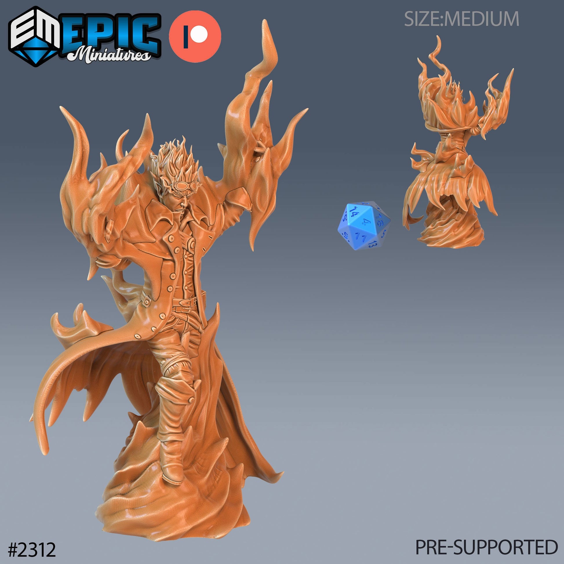 Fire Genasi Adventurer - Epic Miniatures 