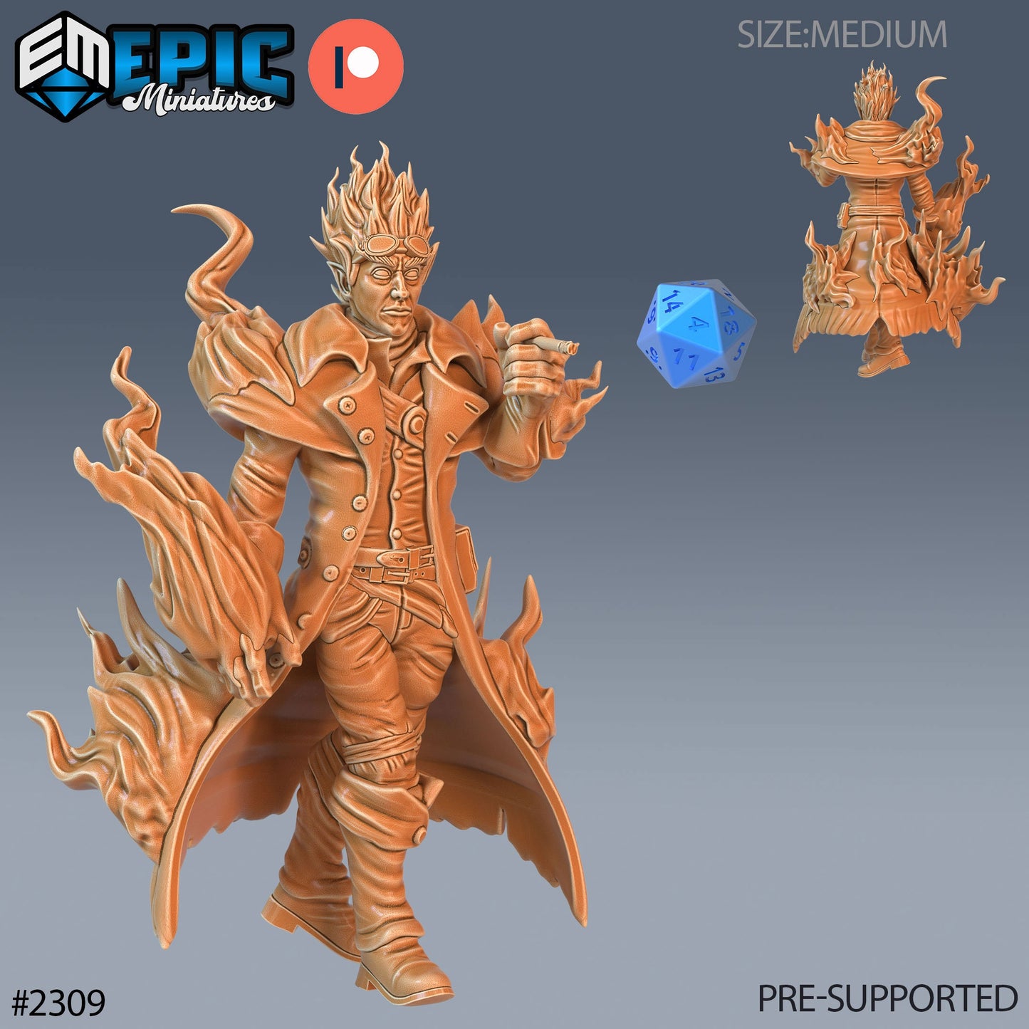 Fire Genasi Adventurer - Epic Miniatures 