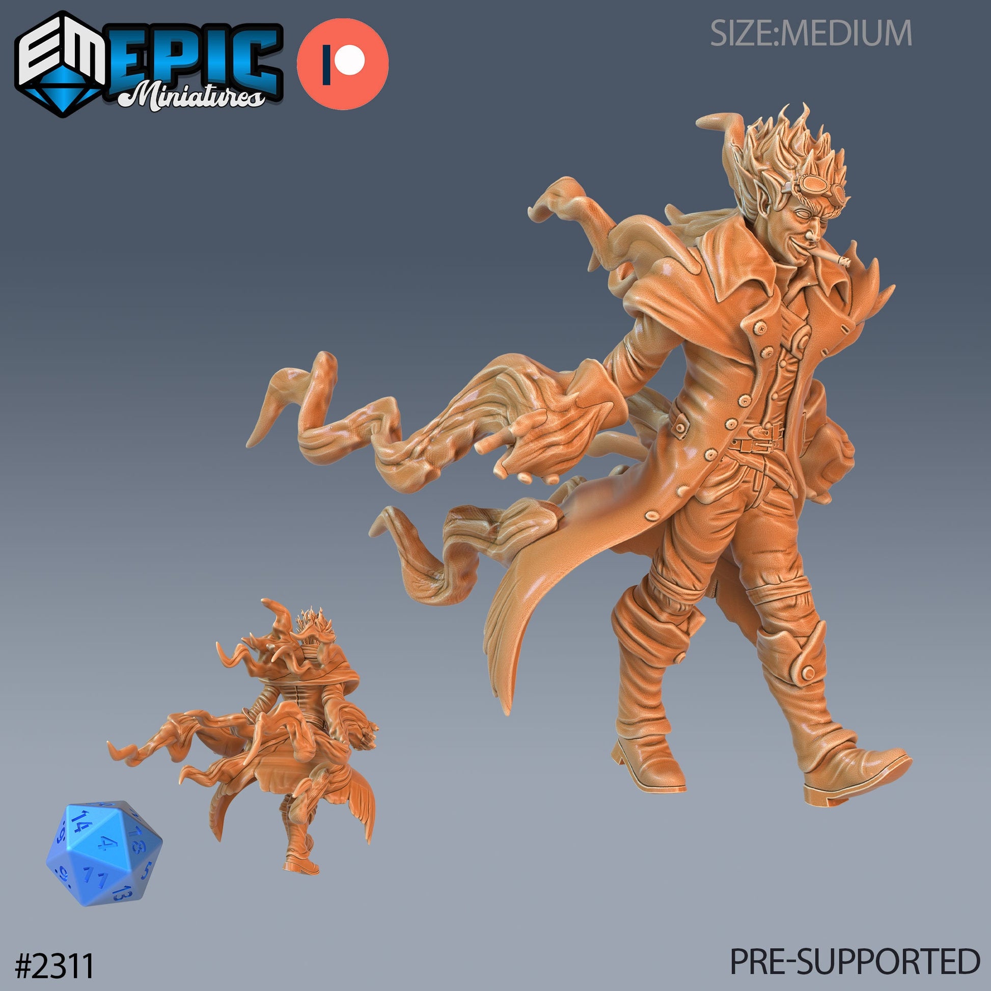 Fire Genasi Adventurer - Epic Miniatures 