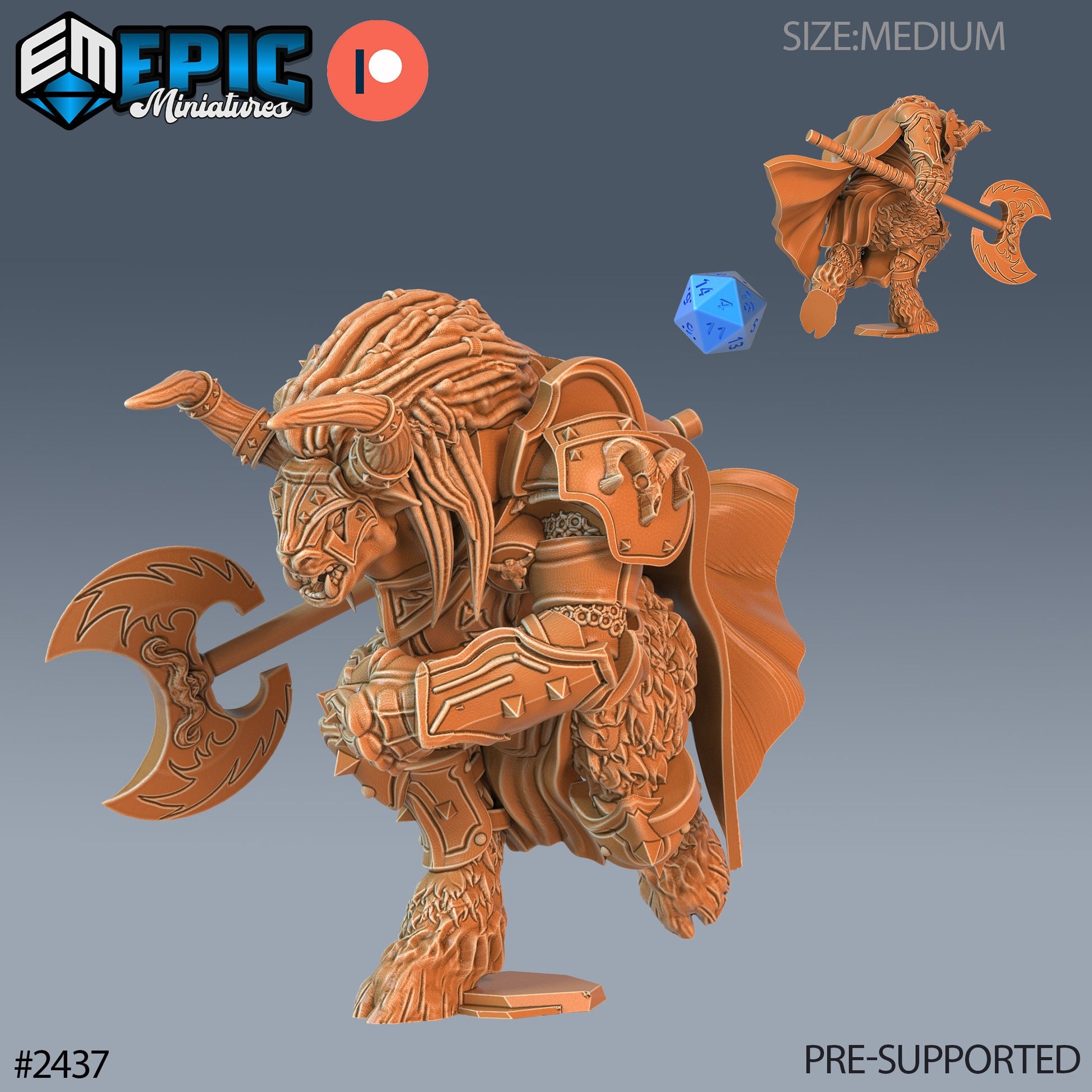 Wooly Minotaur Paladin - Epic Miniatures 