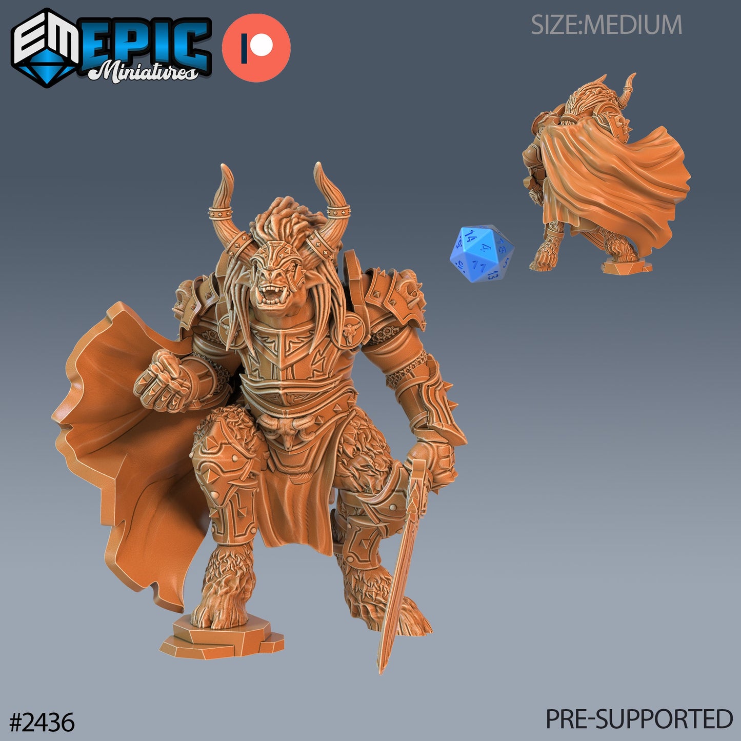 Wooly Minotaur Paladin - Epic Miniatures 