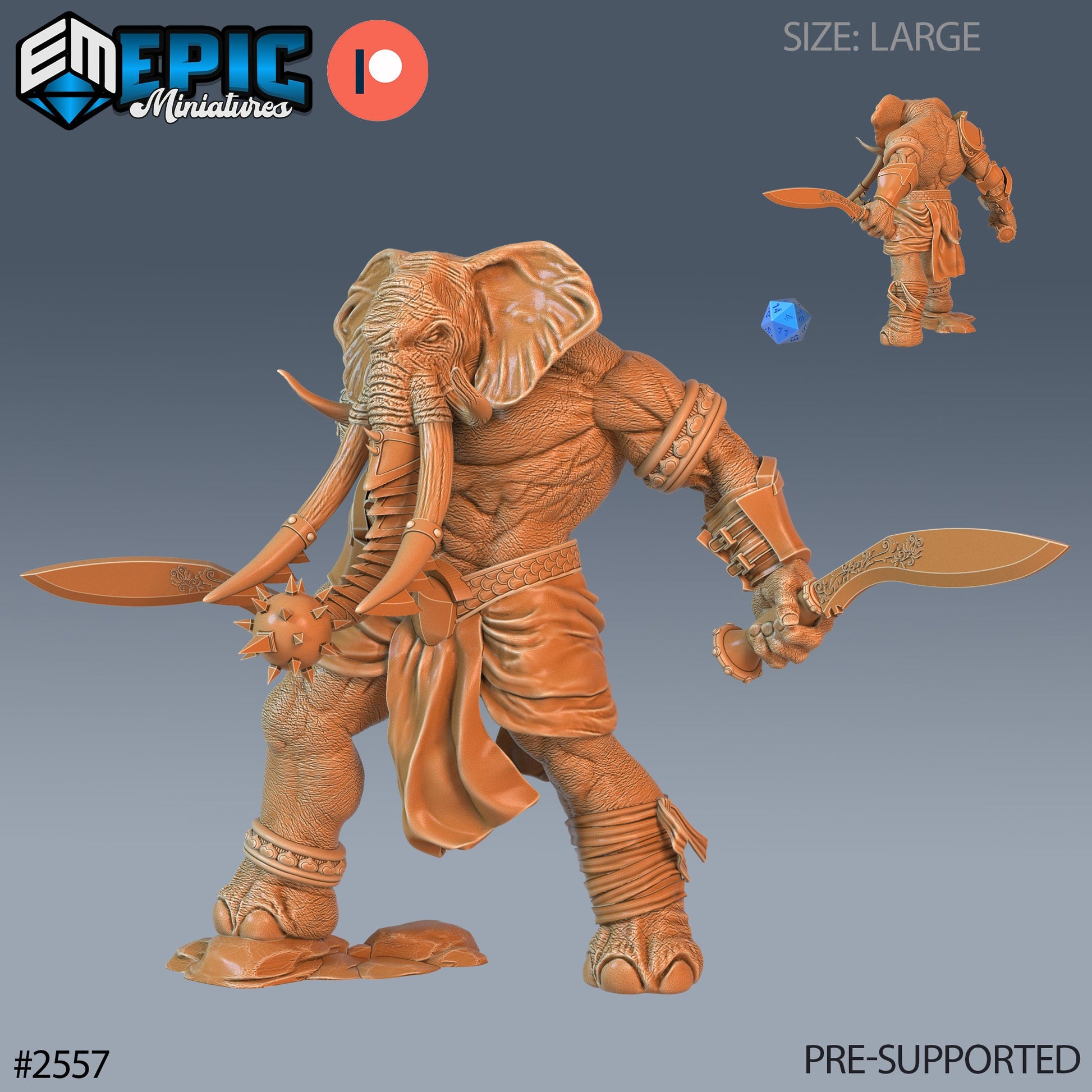 Elephant Folk Barbarian - Epic Miniatures 