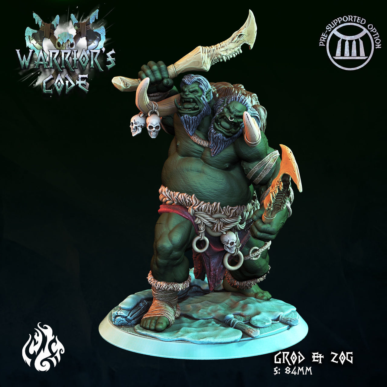 Goid and Zog, Ettin Orc - Crippled God Foundry - Warriors Code 