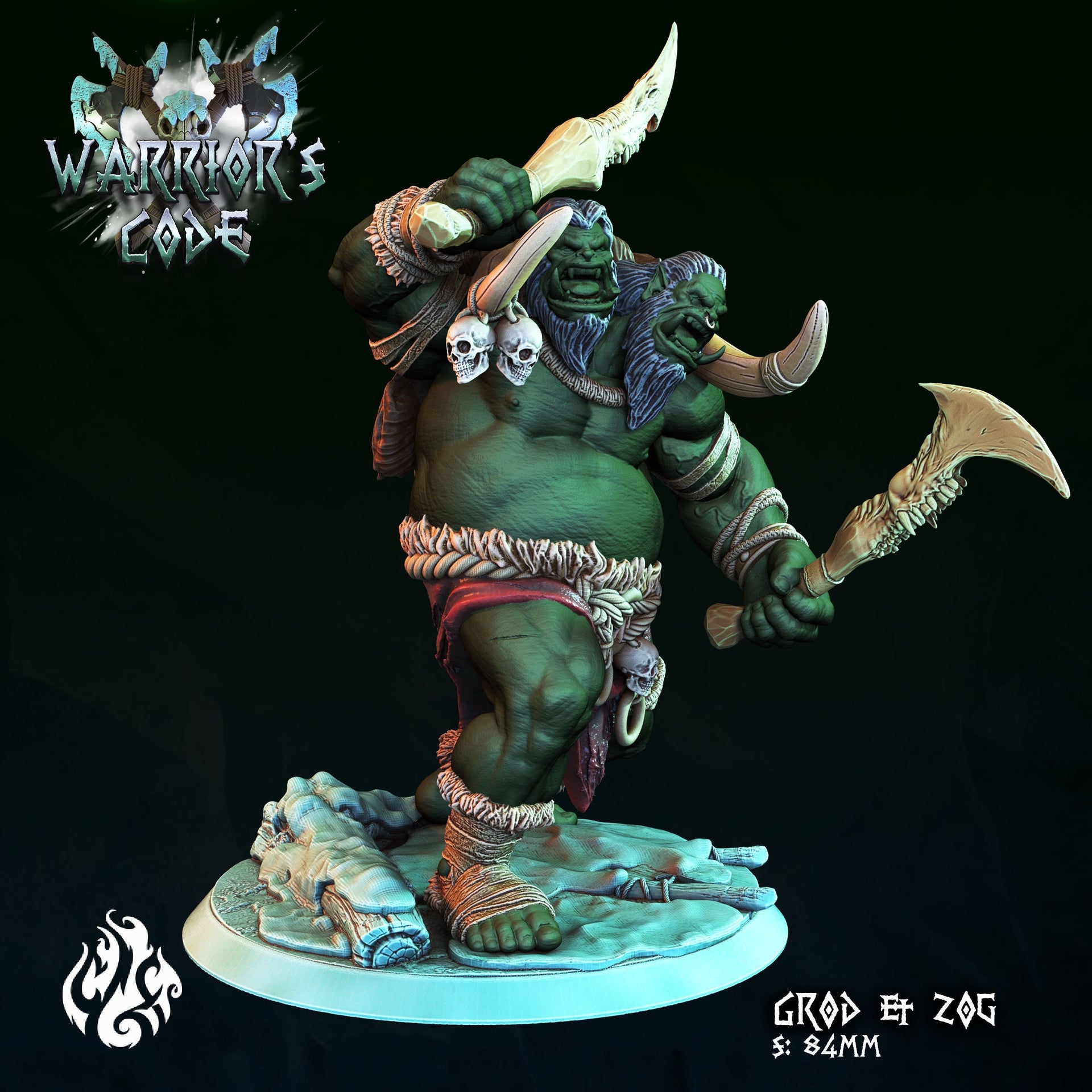 Goid and Zog, Ettin Orc - Crippled God Foundry - Warriors Code 