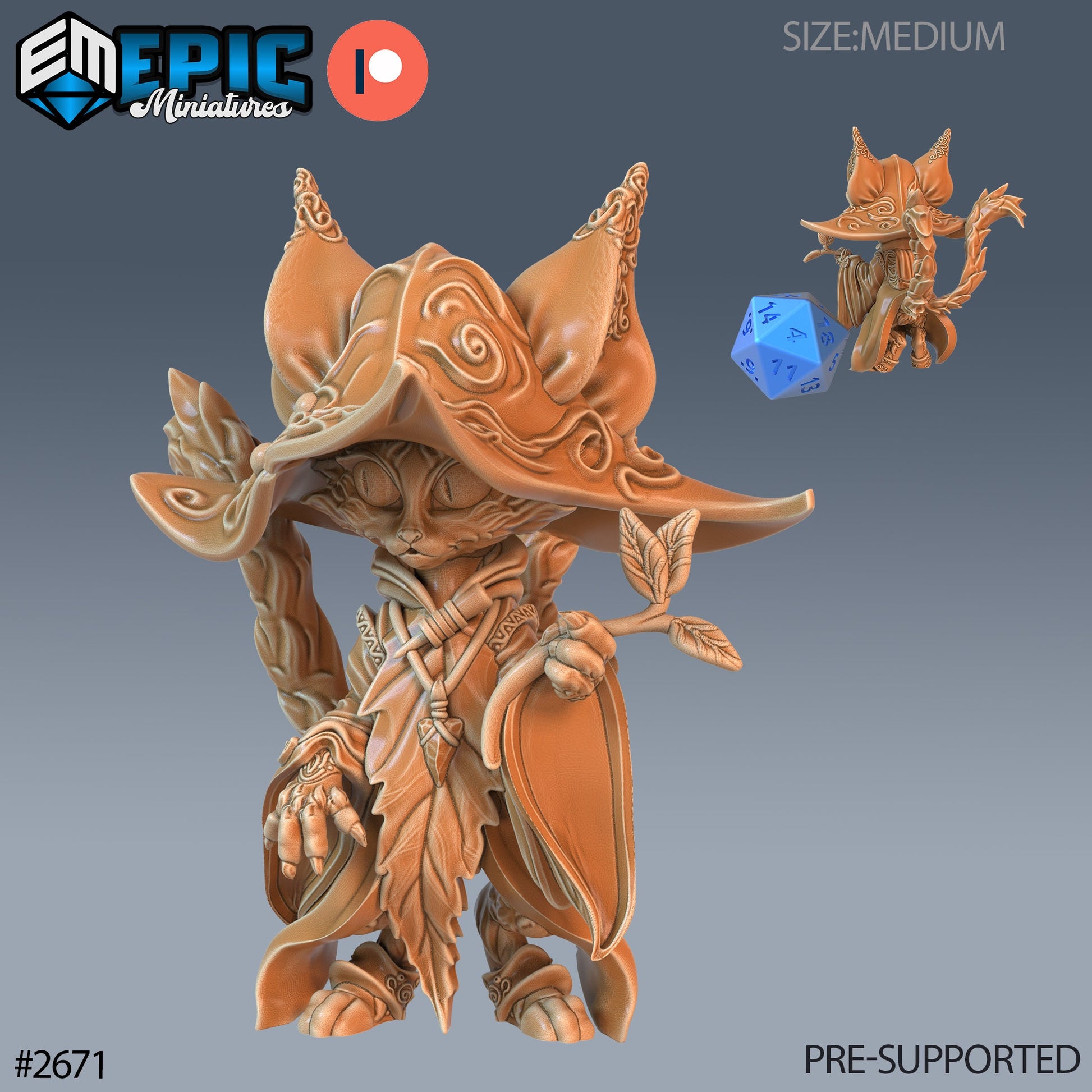 Cat Folk Druid - Epic Miniatures 