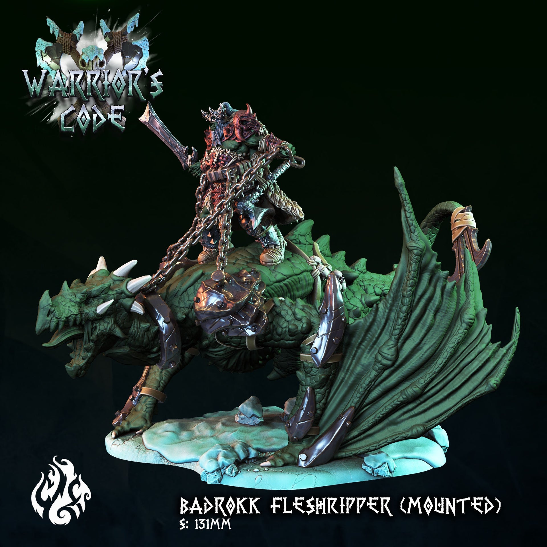 Orc Warlord On Dragon, Badrokk FleshRipper - Crippled God Foundry - Warriors Code 
