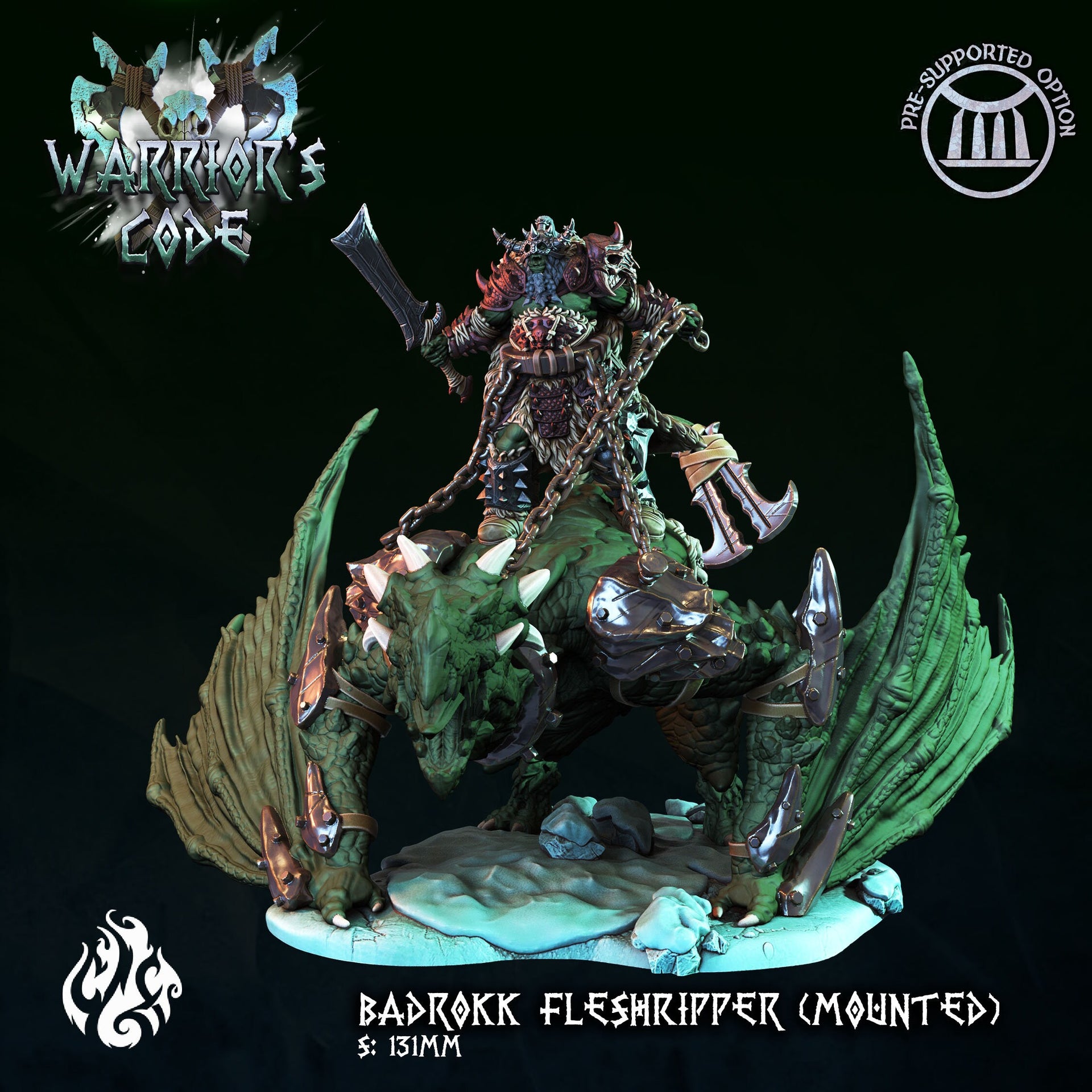 Orc Warlord On Dragon, Badrokk FleshRipper - Crippled God Foundry - Warriors Code 