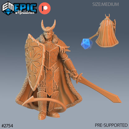 Frost Tiefling Paladin - Epic Miniatures