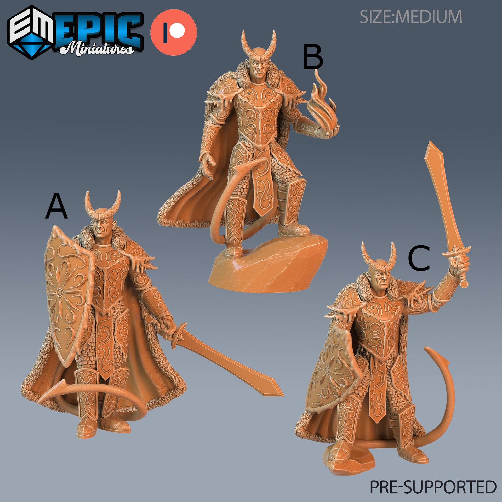 Frost Tiefling Paladin - Epic Miniatures