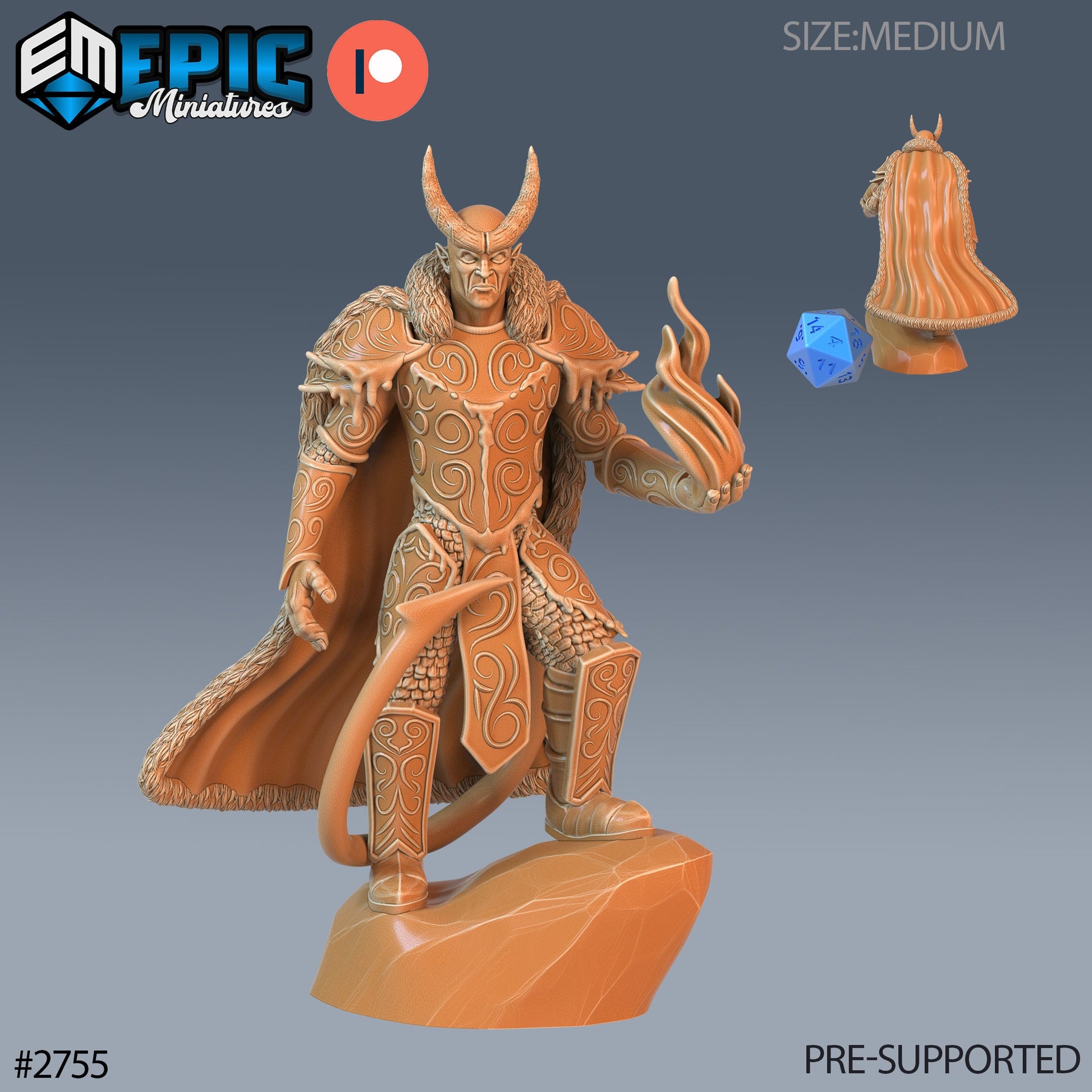 Frost Tiefling Paladin - Epic Miniatures