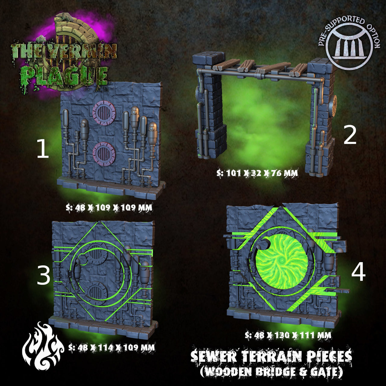 Sewer Terrain Wooden Bridge and Gate - Crippled God Foundry - The Tainted Chapel