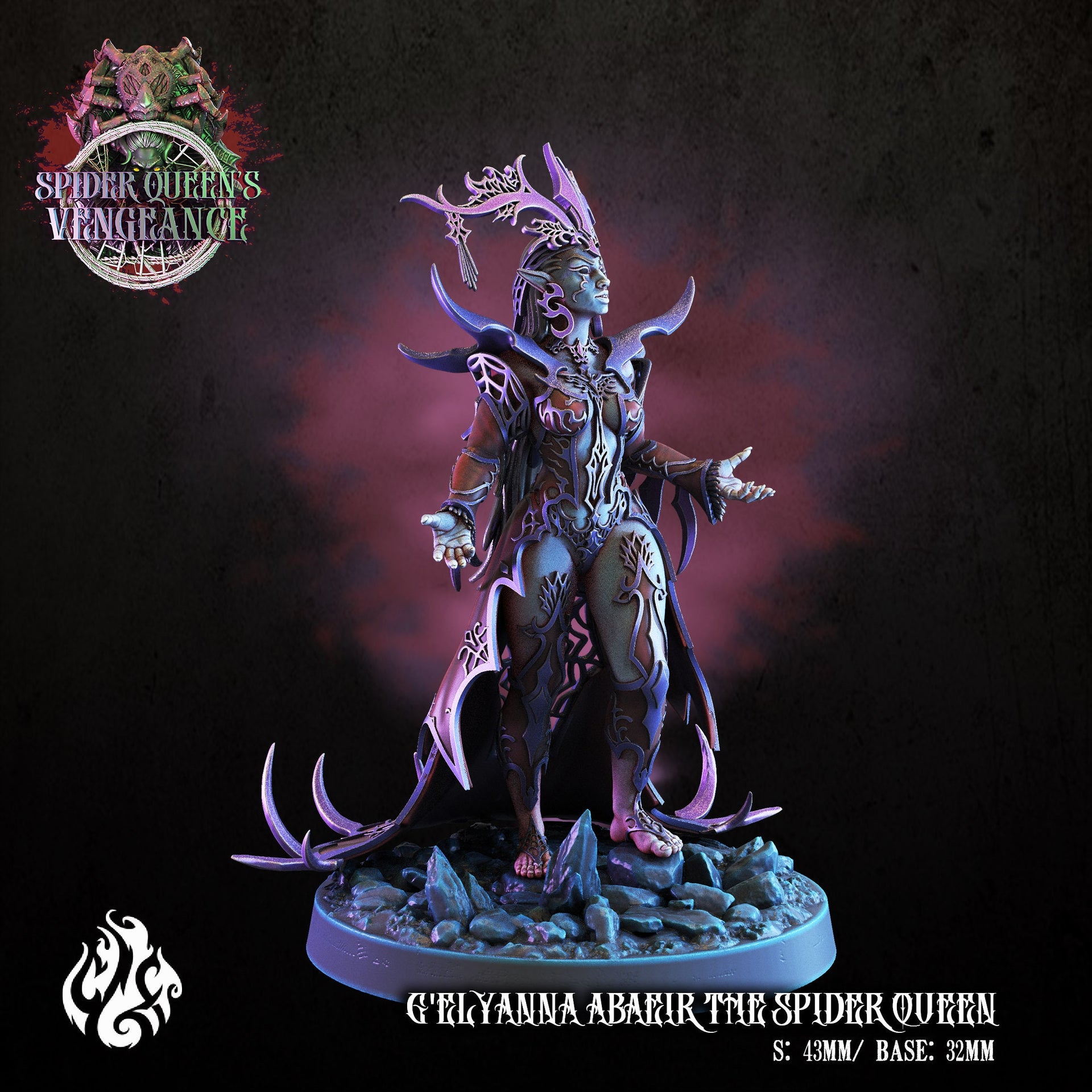 G'elyanna Abaeir the Spider Queen- Crippled God Foundry | Spider Queens Vengeace | 32mm | Dark Elf